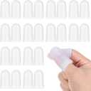 26Pcs Silicone Finger Cots, Rubber Finger Protectors, Gel Fingers Cot Caps Cover Sleeves, Thumb Guard for Cracking, Calluses, Blisters, Arthritis, Trigger, Hangnail Pain Relief(White)