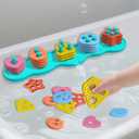 Suction Baby Bath Toys, Mold Free Silcone Shape Sorting & Stacking Bathub Toy, Sensory Toys & Best Gift for Toddlers 3 4 5 Early Learning Bathtub Fun (Geometry)