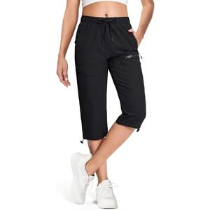 MAGCOMSEN Women's Hiking Capri Pants UPF 50+ Lightweight Quick Dry Casual Golf Cargo Crop Pants with 5 Pockets Summer.XL