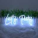Let's Party Neon Signs, Neon Light Sign for Wall Decor 20 x 9Inches Large LED Neon Sign Art Decorative Lights for Wedding Party Home Bar Store Festival, White