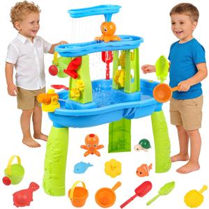 2026 Upgraded Toddler Sand Water Table Toy, Summer Outdoor Beach Sensory Activity Playset and Water Table Toys, Party Birthday Gifts for Girl Boy Age 4+ (Blue)