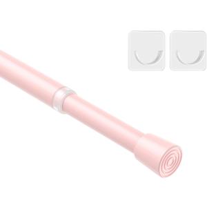 MEXAU 1Pcs Spring Tension Curtain Rod 26-39 inch Spring Tension Rods Pink Tension Rods Adjustable Spring Rod Extendable Tension Rod For Kitchen, Bathroom, Window