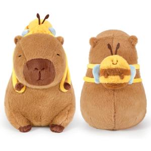 Ditucu Cute Capybara Plush with Bee Backpack Soft Capibara Stuffed Animal Plushies Toys Gifts for Kids Brown 9 inch