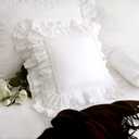 Zinowas18x18 White Lace Pillow Cases,White Ruffle Throw Pillow Covers Pillowcase Set of 2,Farmhouse Decorative Ruffle Pillow Covers,Handmade Lace Pillow Cases