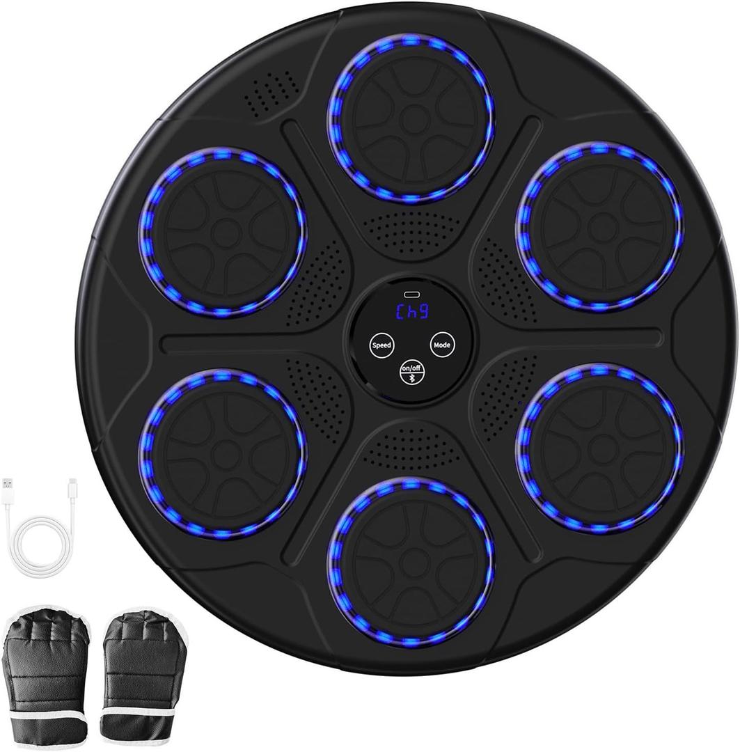 Music Boxing Machine, Intelligent Bluetooth Interactive Wall Mounted Boxing with Gloves, Wall Punching Pad for Boxing Music, Music Boxing Machine for Adults & Kids