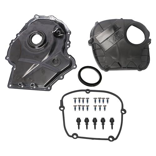 JAVOUKA Engine Timing Chain Cover with Gasket fit for VW Beetle/Jetta/Passat/Tiguan/Sharan/Scoricco/Golf/GTI/EOS/CC, fit for Audi A3/A4/A5/A6/TT/Allroad/Q3/Q5 1.8T 2.0T 2007-2017 06H103269C,06H109210A