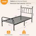 DUMOS Twin Bed Frame, Heavy Duty Metal Platform Bed with 11.9" Space Storage, Heavy Duty Steel Slat Support, No Box Spring Needed, Easy Assembly, Black New