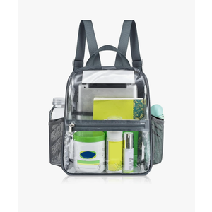 Mildbeer Small Clear Backpack, Stadium Approved 12x12x6 Clear Backpack for Women with 2 Bottle Holders for Festival Concert Sports Events