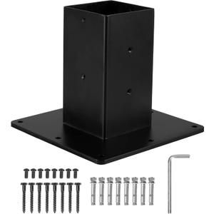 Ilyapa Black Mailbox Post Mount Base Plate Mounting Bracket - Works with Mailboxes - No Wood Required, Slides Over Bracket 43x4x4 - (8x8x7 in.)