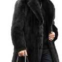 FTIMILD Men's Long Faux Fur Coat Single Breasted Warm Winter Trench Coat Fluffy Thick Overcoat 6XL