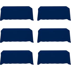 BRILLMAX 6 Pack Navy Blue Tablecloths 90 x 156 Inch for 8ft Rectangle Tables - 150 GSM Polyester Fabric, Floor Length Drop, Water, Stain & Wrinkle Resistant Cloth Cover for Wedding Reception Banquet