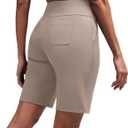 Alaroo Women's Bermuda Long Shorts with Pockets High-Waisted Knee Length Biker Athletic Running Yoga Workout Gym, XL