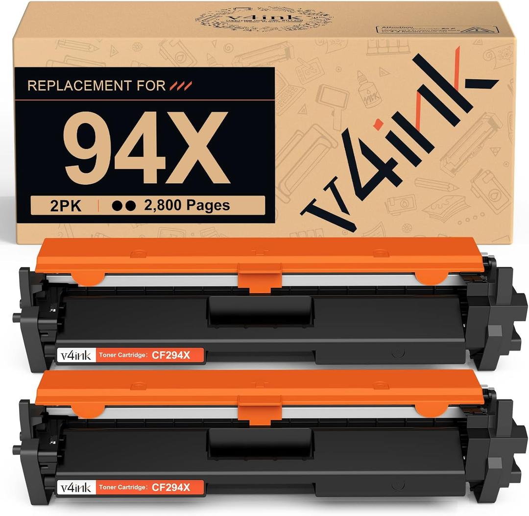 V4INK Compatible 94X CF294X Toner Cartridge Replacement for HP 94X CF294X 94A CF294A High Yield Black Toner Cartridge for HP Laserjet Pro M118dw MFP M148dw M148fdw M149fdw M118 M148 Printer, 2 Pack