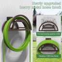 OLV Garden Hose Holder, Outdoor Hose Holder Wall Mounted Holds 125-ft Hose, Heavy Duty Metal Hose Hanger, Sturdy Detachable Hose Reel Storage Organizer, Hose Rack for Outside Garden Lawn Yard, Bronze