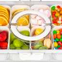 Patent Design Ribbed Snackle Box Container Snack Container Divided Serving Tray with Lid and Handle, 8 Divider Portable Snacklebox for Travel Beach for Charcuterie Veggie Fruit Candy,1 Pack (White)