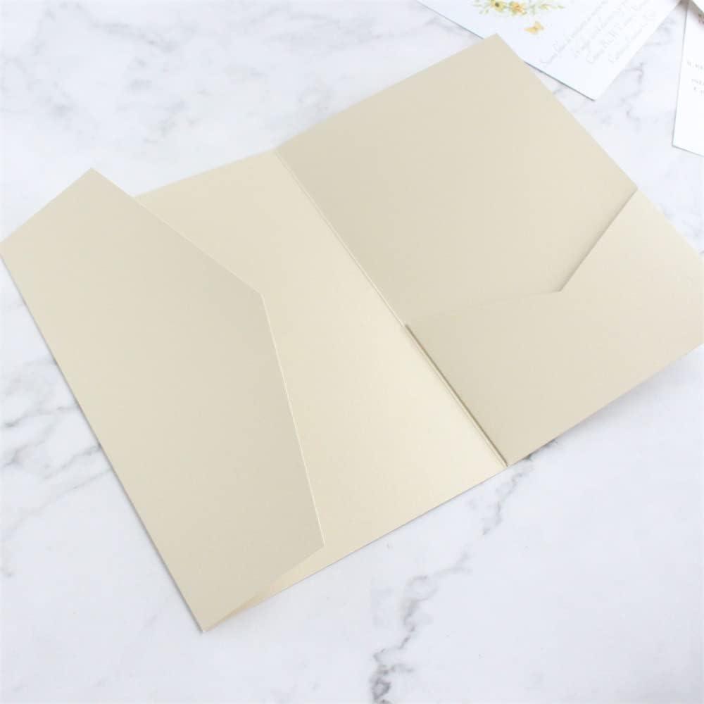 MillaSaw Champagne Gold Invitation Card Pocket With Envelop 20 Sets For wedding Engagement Birthday Gala awards (champagne)