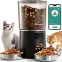 Automatic Cat Feeder for 3 Cats, 6L/25 Cups Smart WiFi Pet Feeder, Strong Anti-Jam System, Dual-Effect Desiccant Cat Food Dispenser, with 10S Voice Recorder for Cats and Small Dog(Black)