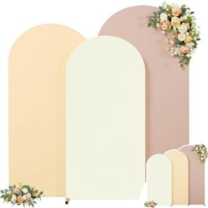 Arch Backdrop Cover Set of 3 Cream Champagne Nude Wedding Arch Covers Spandex Backdrop Stand Cover for Birthday Party Ceremony Bridal Baby Shower Banquet Decoration 4FT 5FT 6FT