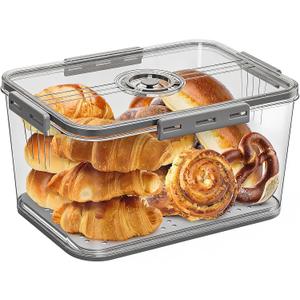 Bread Box for Kitchen Countertop | Airtight Bread Storage Container with New Upgrade Time Recording Lid  Bread Keeper for Homemade Bread, Donuts, Bagels, Toast, and Cookies (Grey)