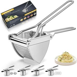 Potato Ricer, Larger 22 oz Heavy Duty Potato Masher Stainless Steel Make Fluffy Mashed Potatoes, Easy to Clean and Comfort Handle Ricer For Mashed Potatoes for Baby Food, Fruit juices