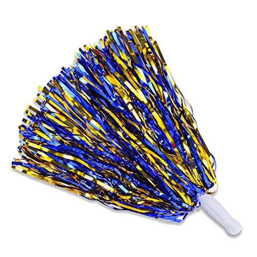 baotongle 8 PCS Cheerleading Squad Spirited Fun Poms Pompoms Cheer Costume Accessory for Party Dance Sports (Blue Gold)