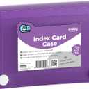Index Card Holder Purple, 3x5 Note Flash Card Organizer Case, File Box with 5 Dividers, Notecard Box Holds 100 Cards, In Red, Blue, Green, Pink, Grey, 1 Pack By Enday
