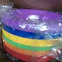 Lallisa 100 Pcs 12oz Rainbow Disposable Plastic Bowls Dessert Cups Ice Cream Snack Salad Soup Food Serving Bowls for Party Favor Picnic