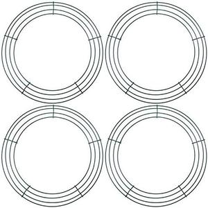 URATOT 4 Pack 12 Inch Metal Wreath Frame Christmas Dark Green Wire Wreath Ring Round for Christmas Wedding Holidays Valentines Garden Home Party Decorations