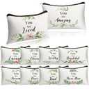 Hillban 10 Pcs Mother's Day Bulk Gifts Inspirational Cosmetic Bag for Women Christian Gifts for Church Mother's Day Bible Verse Makeup Bag Travel Pouch for Mom Group(Classic,White)