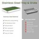 Dog Grass Pad with Tray, Grass Pad for Dogs Potty 24" X 17.7", Stainless Steel Tray & Grate, 2 Pcs Replacement Artificial Grass Mats & 2 Pee Pads, Portable Dog Toilet for Indoor and Outdoor Use