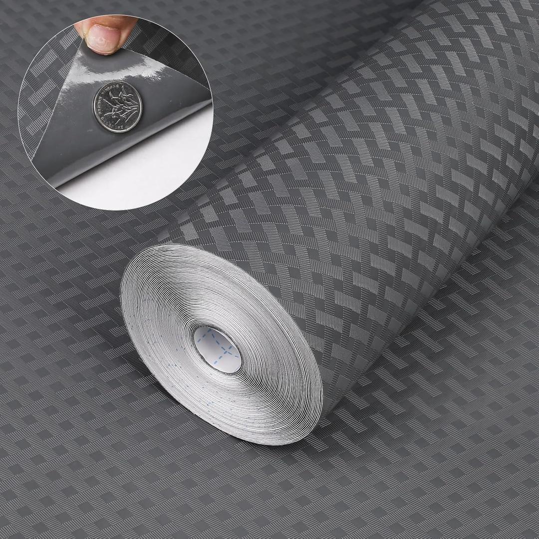 HooTown Self Adhesive Shelf Liner, 11.8" x 78.7" Contact Paper for Cabinets and Drawers, Waterproof & Oil-Proof Kitchen Cabinets Liner, Peel and Stick Cupboard Liner for Countertops,Shelves (Silver Gray)