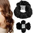 Heatless Hair Curler Overnight to Sleep In,Heatless Curling Scrunchie for Women Soft Silk Lazy Rollers Headband for Long Hair Overnight. (BLACK, NORMAL) (1 Count (Pack of 1))