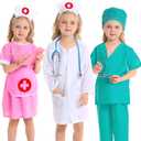 Doctor Kit for Kids, Dress up Clothes for Girls with Doctor, Nurse, Surgeon Costume, Dentist Kit for Kids with Stethoscope, Doctor Playset for Boys Girls Ages 3 4 5 6 Halloween Christmas