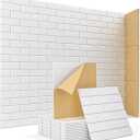 Kuchoow Acoustic Wall Panels for Recording Studio Sound Absorbing, Brick Pattern 19 Pack White Decorative Self Adhesive Art Acoustical Treatment Tiles for Ceiling Door and Bedroom 12''×12''×0.4'' Beige