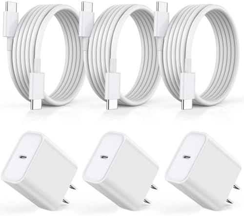 Fast Charger for iPhone 17 16 15, 3Pack USB C iPad Charge PD Fast Charger Block 6FT Long USBC to Type C i Phone Charging Cable Cord for iPhone 17 Air/Pro/Pro Max/16 Pro/Plus/15/15 Pro/Pro Max,iPad Pro