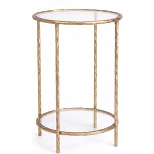 Shimeyao Handmade Hammered Gold Side Table Round Vintage End Table, 23.62 x 17.72 x 17.72 inches