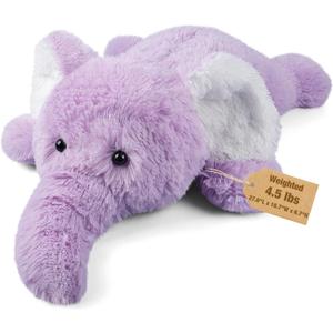 22" & 4.5 lbs Large Laying Elephant Plush, Weighted Stuffed Animals for Adults and Kids,2-in-1 Elephant Plushies with Removable Ceramsite Bag, Comforting Weighted Plush for Christmas & Valentines Day