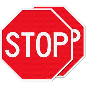 T&R (2 Pack) Large Stop Sign Street Road Sign 18 x 18 Inches. Engineer Grade Reflective Sheeting, Rust Free Aluminum, Weather Resistant, Waterproof, Fade Resistant, 2 Pre-drilled Holes
