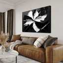 Abstract Wall Art Decor Modern Minimalist Wall Art Pictures for Living Room Black and White Wall Art Prints Abstract Canvas Art Wall Decor Flowers Artwork for Walls Office Home Decoration 32" X 48"