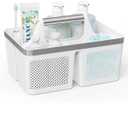 Portable Shower Caddy Small: Plastic Bathroom Caddy Organizer with Handle and Holes, Cleaning Caddy, Hard Shower Basket Storage Tote for Toiletry, College Dorm Room Essentials White/Silver