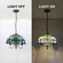 Tiffany Pendant Light, Baroque Style Stained Glass Lamp, 16'' Wide 3-Light, Inverted Ceiling Pendant Lights for Living Dining Room Kitchen Bedroom Entryway