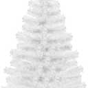 3 Ft White Artificial Christmas Tree for Tabletop, Foldable Xmas Tree with 4-Leg Stable Base & Silver Star Topper for Indoor Outdoor Home Office Party Christmas Decorations
