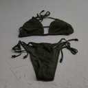 ZAFUL Women's Triangle Bikini Fishnet Halter Two Piece Sexy Swimsuit String Tie Side Bathing Suit L