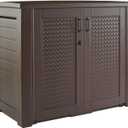 Rubbermaid Decorative Outdoor Storage Cabinet (123 Gal), Weather Resistant, Brown, Organization for Home/Backyard/Pool Chemicals/Toys/Garden Tools/Porch/Patio Cushions