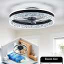 20" Bladeless Ceiling Fan with RGB Light and Remote/APP Control, Flush Mount Ceiling Fans Light with Reversible Mute Motor, Low Profile Enclosed Ceiling Fan for Bedroom/Kids Room/Kitchen (Black)