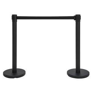Crowd Control Stanchion Set, 2 Pack Black Stanchions with 6.6Ft Sturdy Retractable Belts, Crowd Control Barriers for Parties, Airport Lines, Events, Weddings