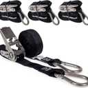 US Cargo Control Stainless Steel Ratchet Straps with Carabiner Hooks 1" X 10' (4-Pack), 500 LBS Break Strength, Marine Tie Down Straps for Boats, ATVs, Trees, Camping, Snow & Saltwater Applications