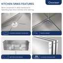 Kitchen Sink 25x22 Inch Drop In Kitchen Sink Top Mount 16 Gauge Deep R10 Single Bowl 2-Hole Stainless Steel Sink with Accessories