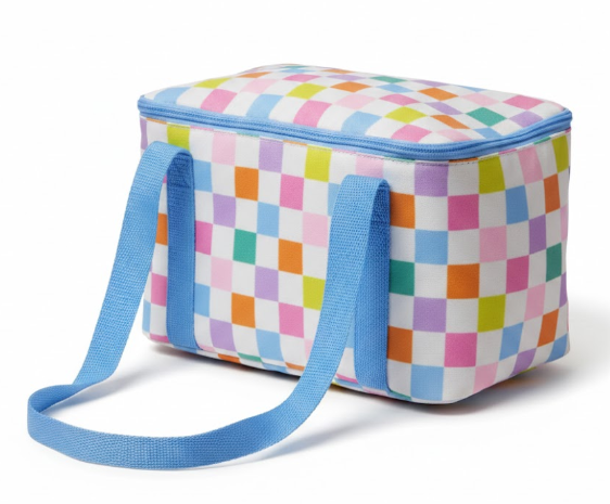 Lunch Bag Colorful Blocking Texture Small Insulated Lunch Box Leakproof Tote Bag with Handle Geometric Style Portable Reusable Cooler Meal Prep Organizer for Work Picnic Office Travel Beach Sports 