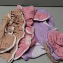 DRESHOW BQUBO 3 Pack Newborn Baby Swaddle Blanket with Hats Infant Adjustable Swaddling Wraps with Bear Ears Cap for 6-12 Lbs Newborns & 0-3 Months Girls Boys (3 Sets: Blankets + Bow Hats (Beige-Pink, Dark Pink, Light Purple)
